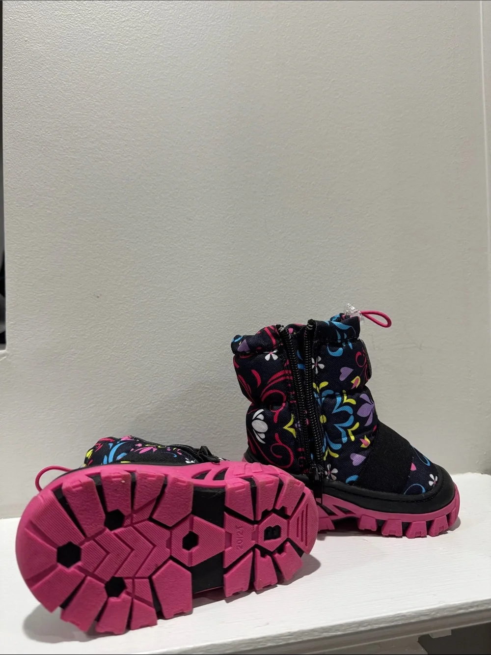 Kids Floral Waterproof Snow Boots in Pink